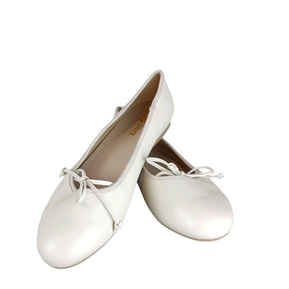 New Onyx Beige Tan Nude Ballet Flat Bow Faux Leather Size US  8.5 /EU 39 - Picture 1 of 10